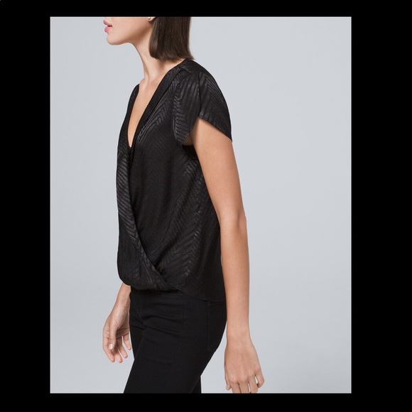 White House black market surplice satin top New - Picture 3 of 9